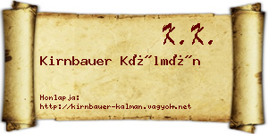 Kirnbauer Kálmán névjegykártya
