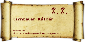 Kirnbauer Kálmán névjegykártya